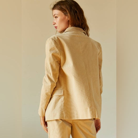Pierre Corduroy Double Breasted Blazer by Crescent in Tan - Picture 6 of 6